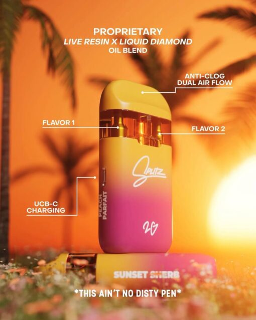 Experience potent effects and rich flavors with Splitz Sunset Edition Disposable 2g . Enjoy smooth live resin hits, sunset-inspired terpenes.